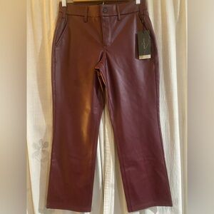 Burgundy Leather Pants/ Straight Leg Ankle/ Size 6
